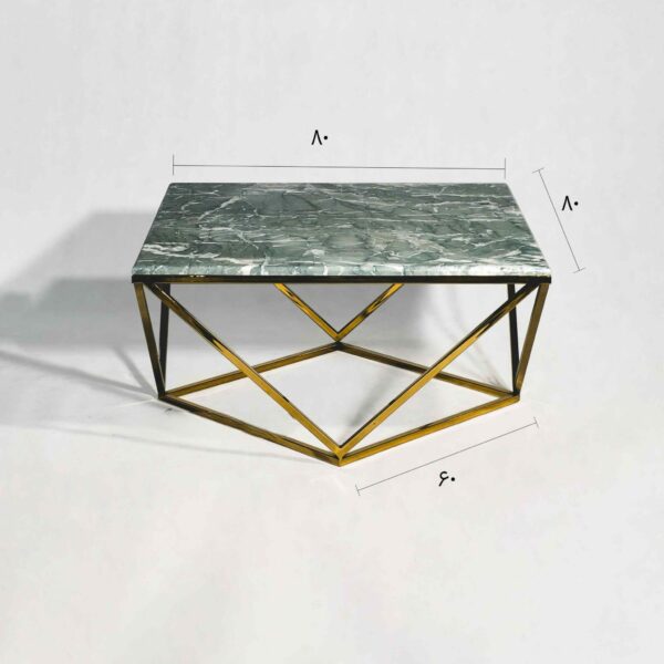 میز سنگی مالیبو با پایه فلزی طلایی