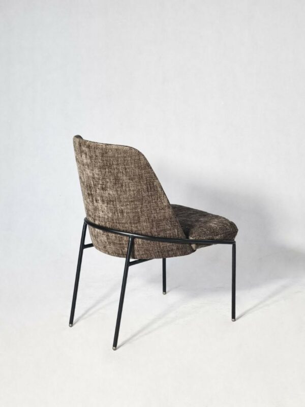 صندلی ناهارخوری قهوه ای راین با پایه فلزی مشکی